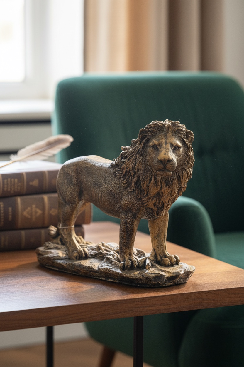 Aslan Figürlü Dekoratif Masaüstü Biblo