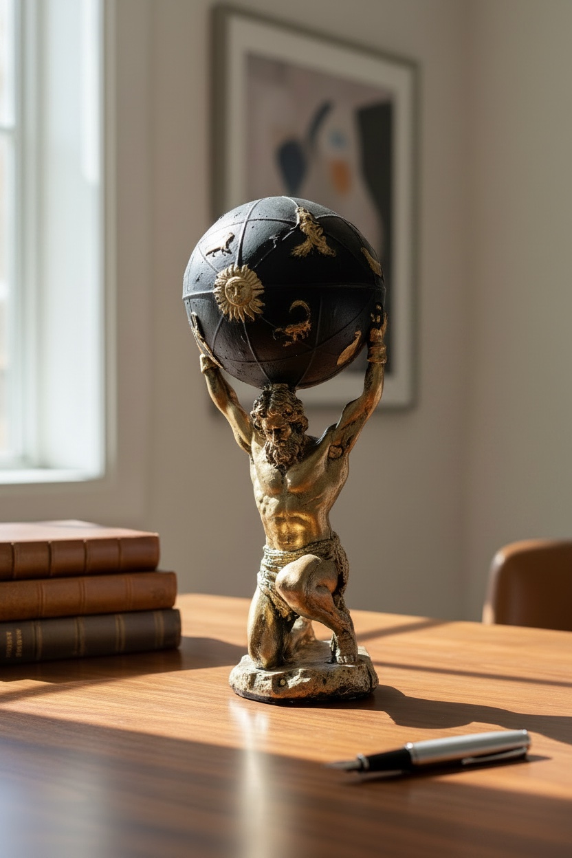 Dünya Taşıyan Atlas Figürlü Masaüstü Biblo Görseli