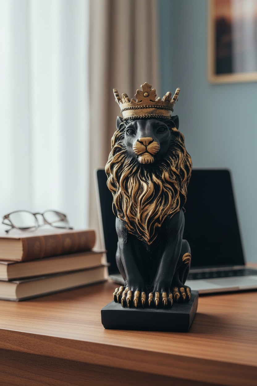 Hükümdar Kral Aslan Dekoratif Masaüstü Biblo