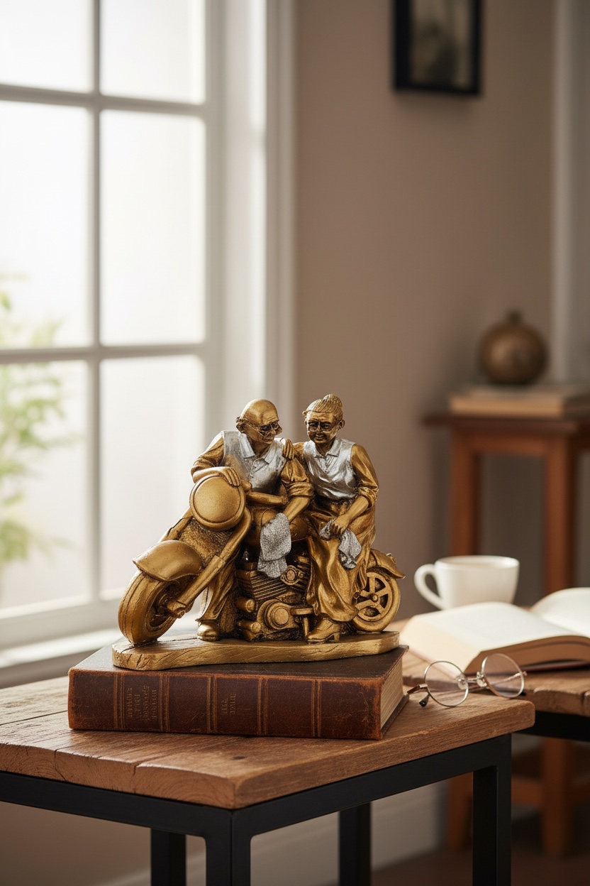 Motosikletli Çift Temalı Dekoratif Biblo