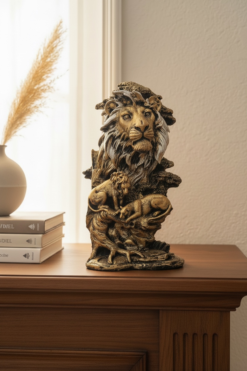 Vahşi Doğa Aslan Ailesi Dekoratif Biblo