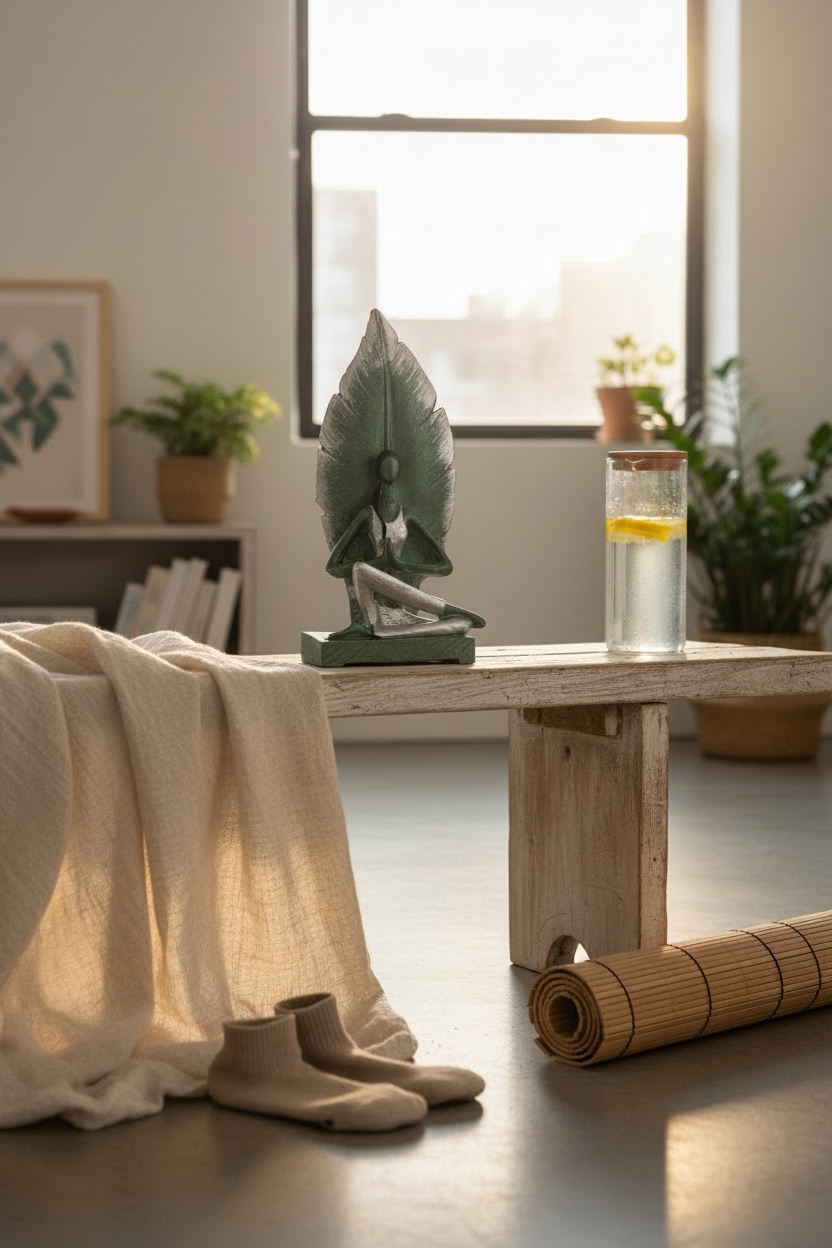Yoga Yapan Figür Dekoratif Biblo Görseli